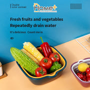 (HOME+) 6PCS Drain Basket Household Vegetable Basket Double Layered Fruit Vegetable Basin