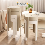 (HOME+) Nordic Plastic Stool Modern and Simple Household Chair Stackable Chair