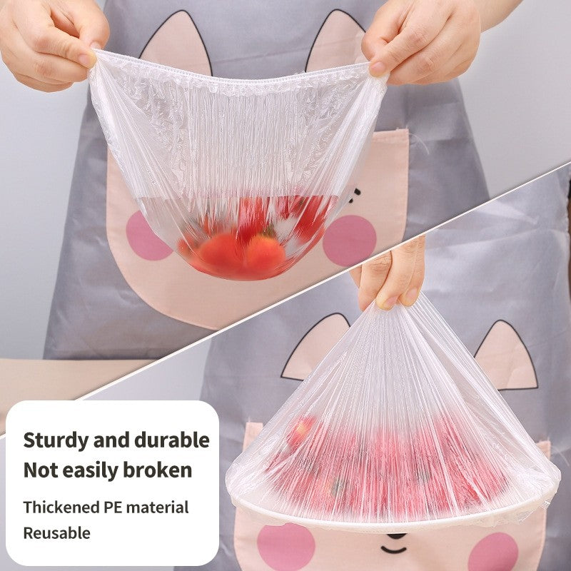 (HOME+) Disposable Plastic Wrap Cover With Elastic Food Grade Refrigerator Fresh-keeping Bag Tray Cover