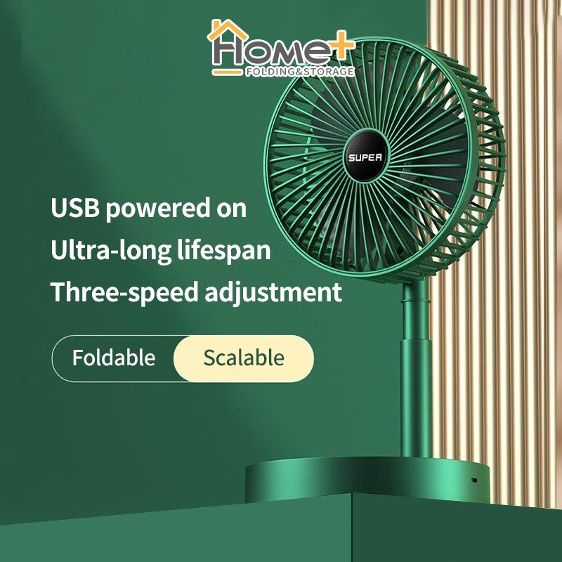 (HOME+) Home Desktop Multifunctional Folding Fan USB Outdoor Electric Fan Portable Charging Telescopic Fan