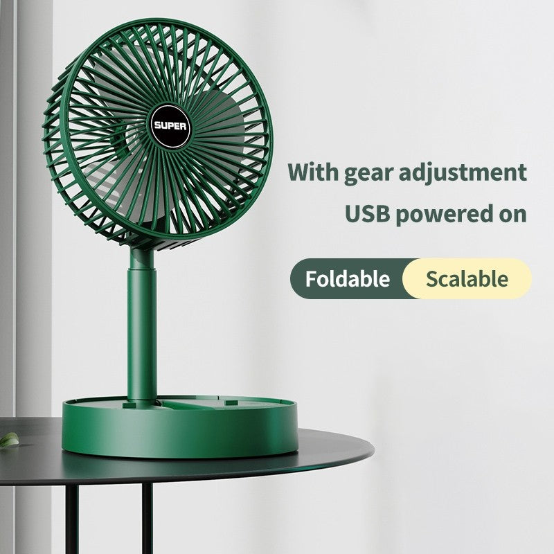 (HOME+) Home Desktop Multifunctional Folding Fan USB Outdoor Electric Fan Portable Charging Telescopic Fan