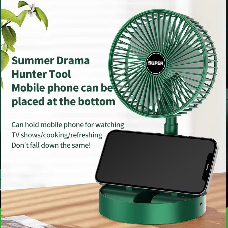 (HOME+) Home Desktop Multifunctional Folding Fan USB Outdoor Electric Fan Portable Charging Telescopic Fan