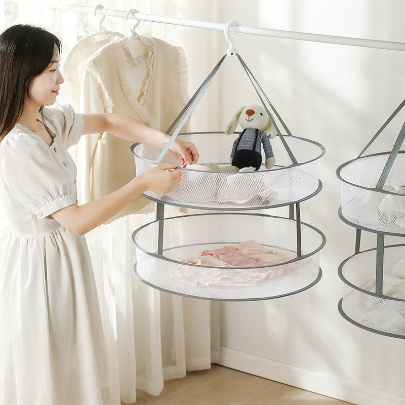 (HOME+) Folding Clothes Drying Net Underwear Socks Drying Basket Flat Clothes Drying Rack