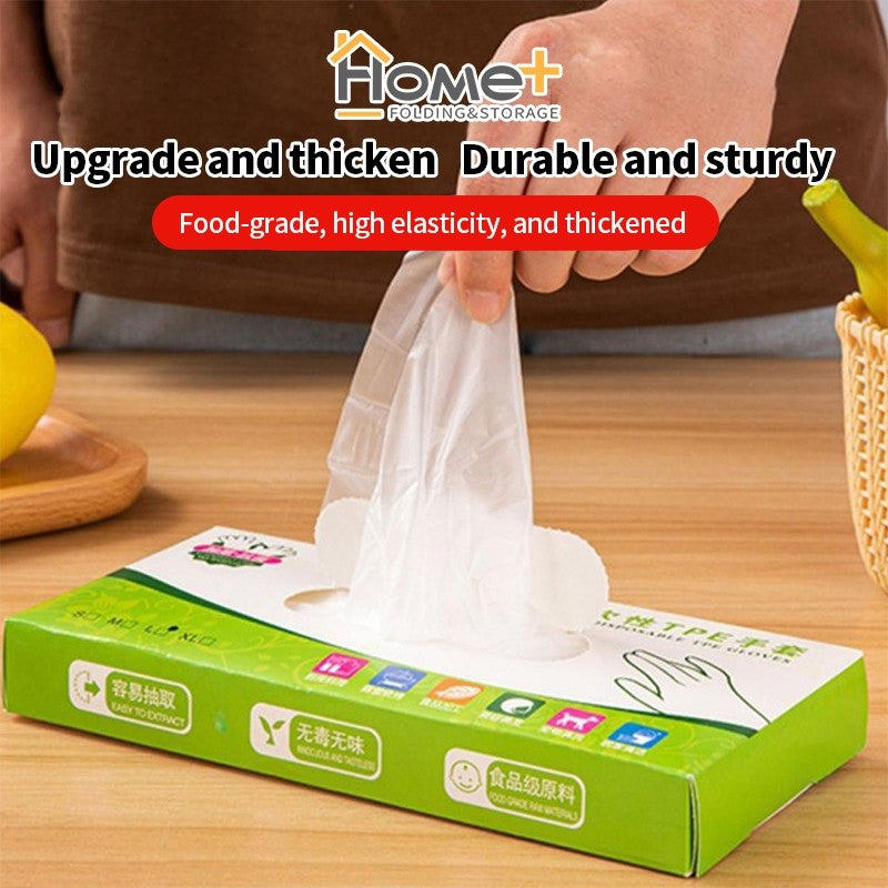(HOME+) 100PCS Disposable Gloves Food Grade Thickened Household Gloves