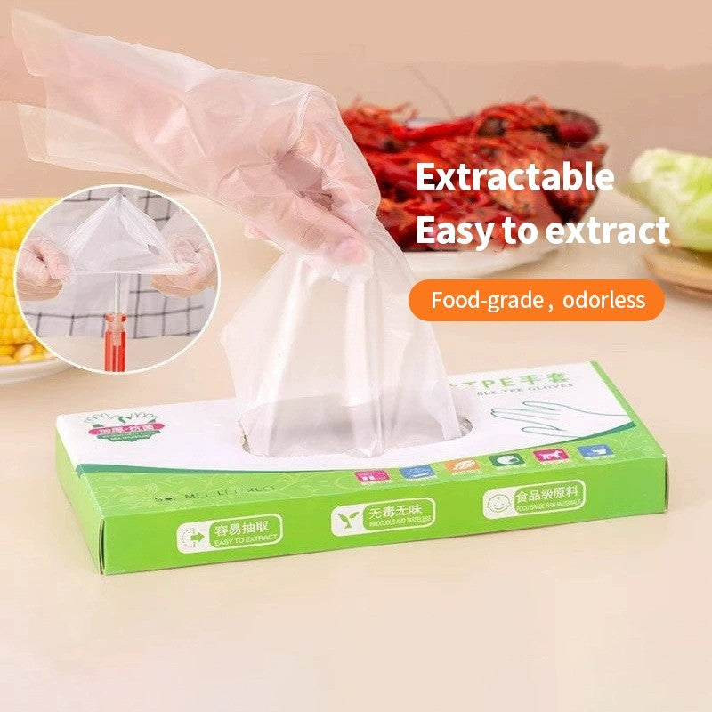 (HOME+) 100PCS Disposable Gloves Food Grade Thickened Household Gloves