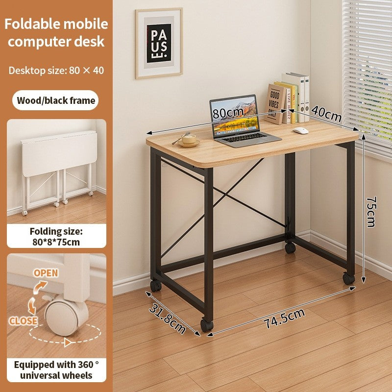 (HOME+) Mobile Folding Table Bedroom Learning Desk Writing Office Computer Desk