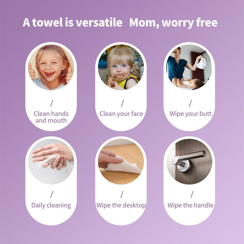(HOME+) 80PCS Baby Wet Wipes Disposable Pure Water Children's Cleaning Wipes