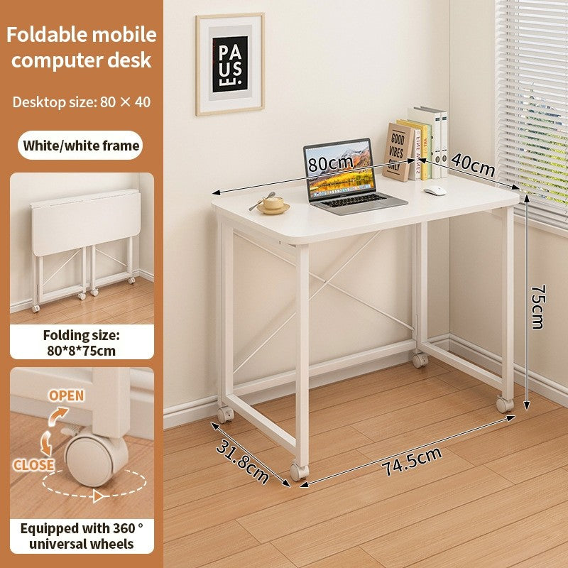(HOME+) Mobile Folding Table Bedroom Learning Desk Writing Office Computer Desk