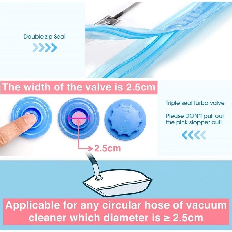 (HOME+) Vacuum Sealer Packing Bag Storage Compression For Clothes-Vacuum Storage Bag Travel