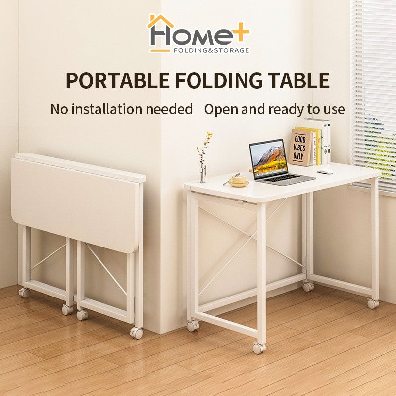 (HOME+) Mobile Folding Table Bedroom Learning Desk Writing Office Computer Desk