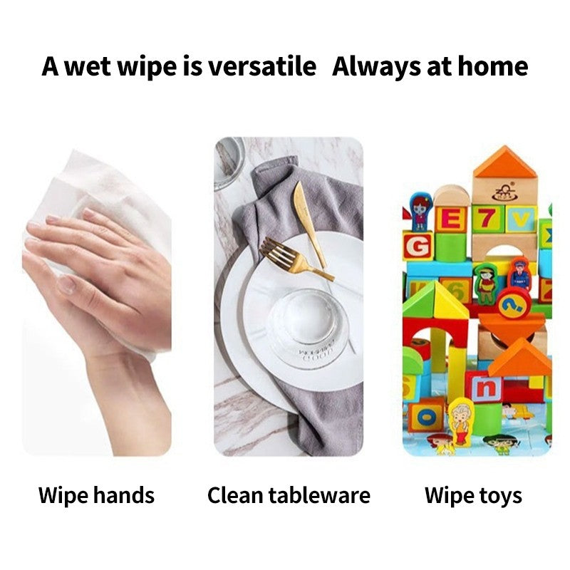 (HOME+) 80PCS Baby Wet Wipes Disposable Pure Water Children's Cleaning Wipes