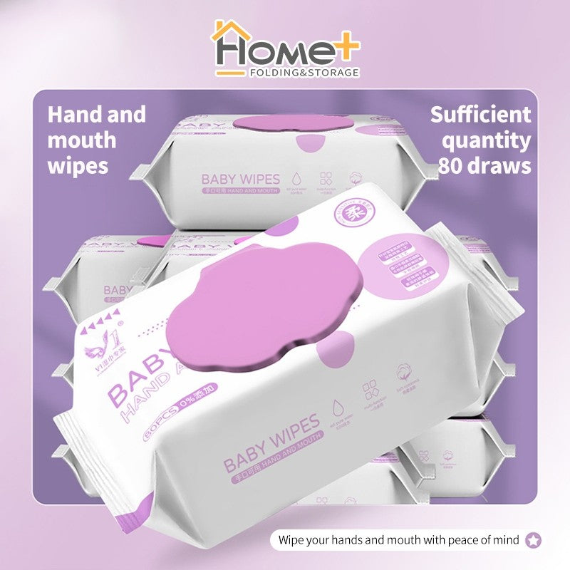 (HOME+) 80PCS Baby Wet Wipes Disposable Pure Water Children's Cleaning Wipes