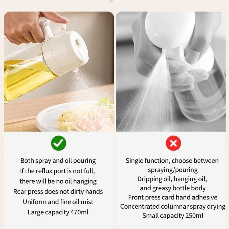 (HOME+) Multi Functional Oil Bottle Kitchen Spray Oil Bottle Household Glass Press Type Oil Spray Bottle
