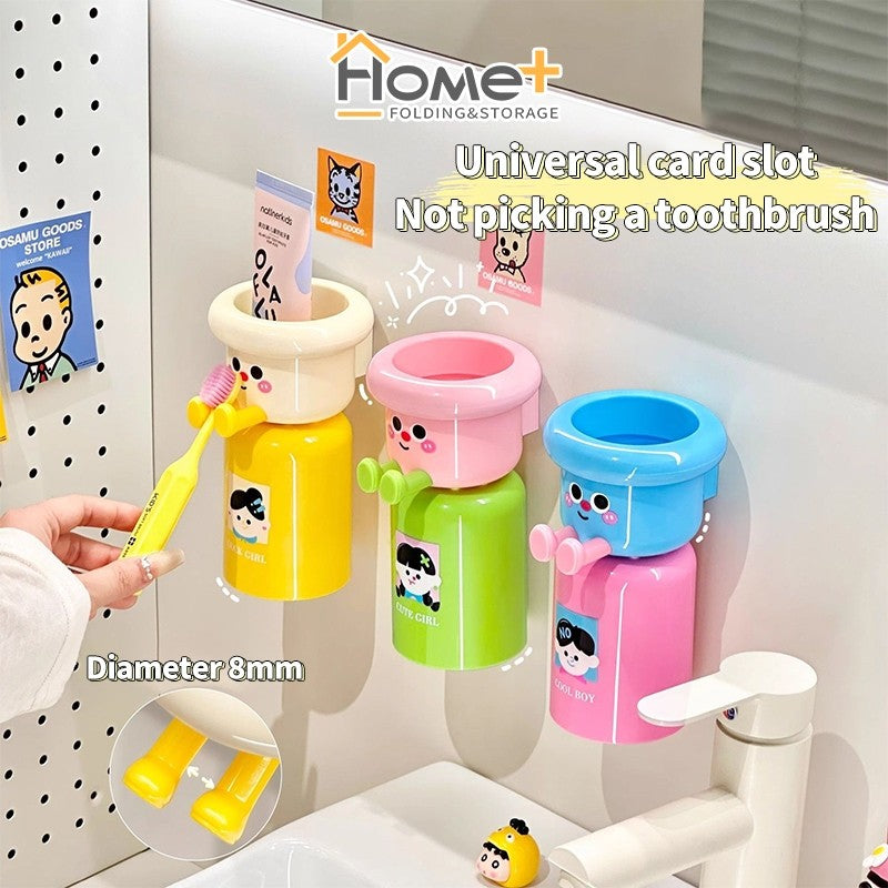 (HOME+) Magnetic Toothbrush Cup Holder Electric Toothbrush Holder with Rinsing Cup(No Drilling)