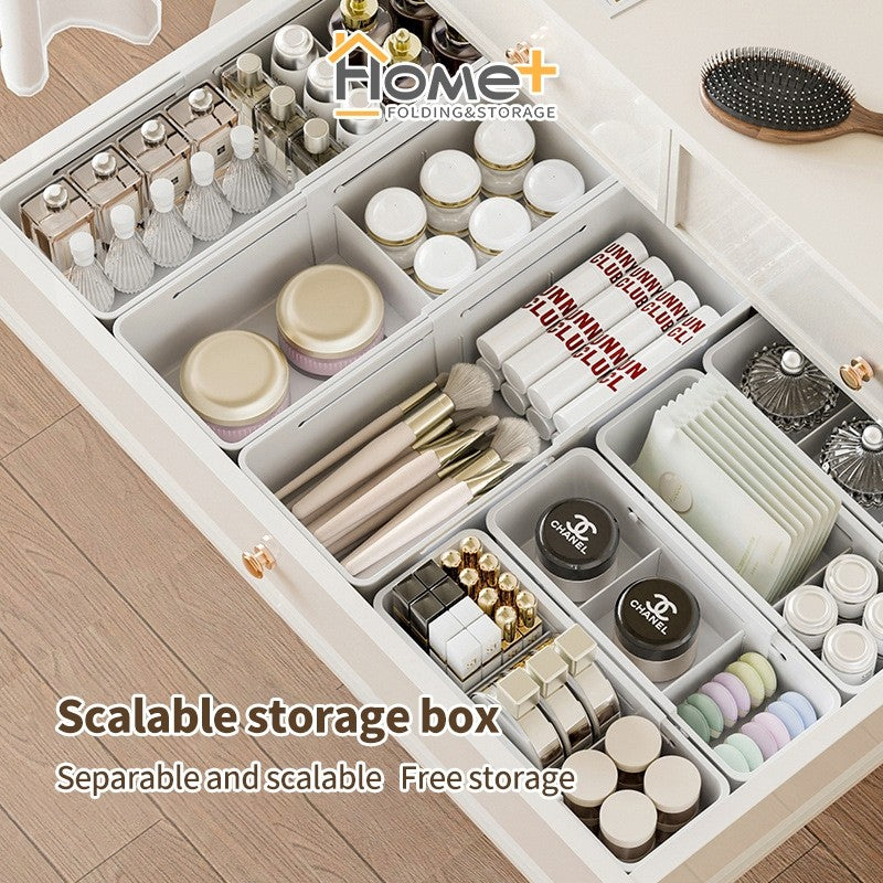 (HOME+) Scalable Storage Box Drawer Desktop Cosmetics Partition Storage Box Wardrobe Storage Organization