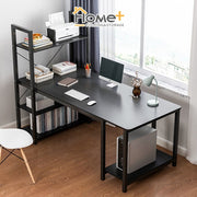 (HOME+) Desktop Computer Desk Office Desk Study Desk With Bookshelf