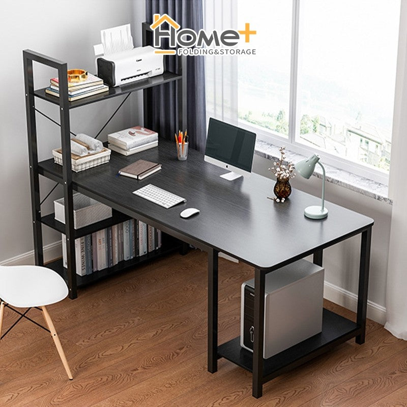 (HOME+) Desktop Computer Desk Office Desk Study Desk With Bookshelf