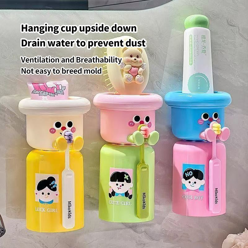(HOME+) Magnetic Toothbrush Cup Holder Electric Toothbrush Holder with Rinsing Cup(No Drilling)
