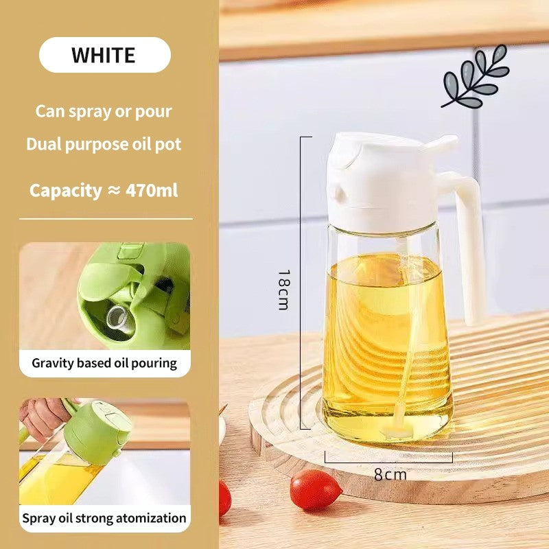 (HOME+) Multi Functional Oil Bottle Kitchen Spray Oil Bottle Household Glass Press Type Oil Spray Bottle