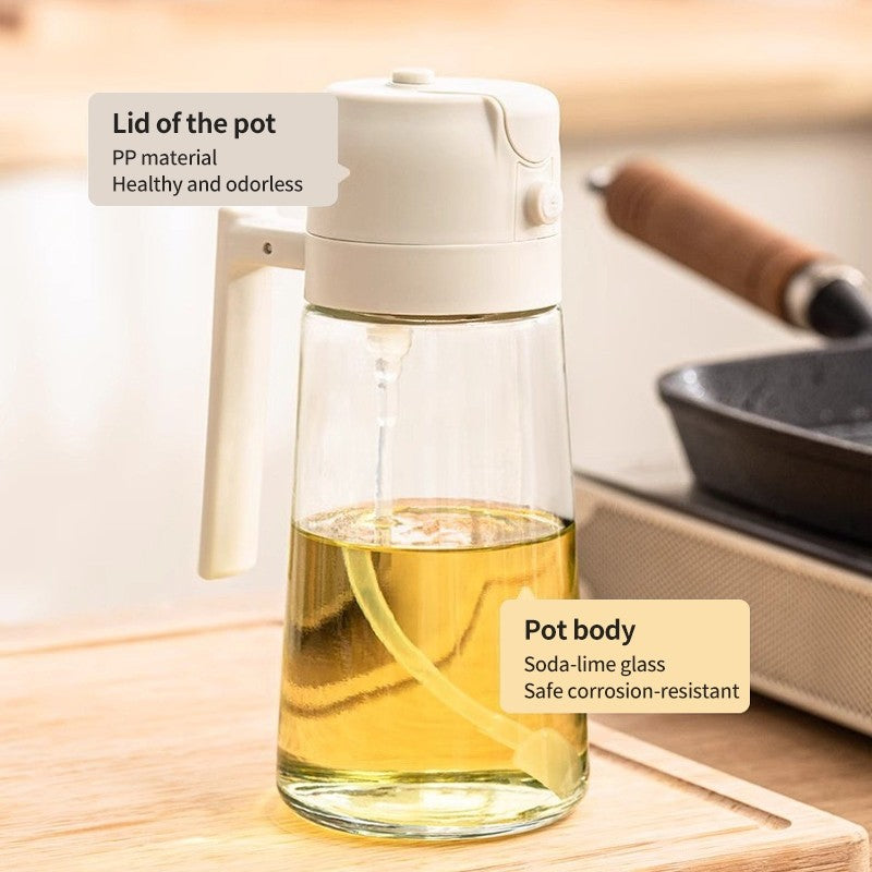 (HOME+) Multi Functional Oil Bottle Kitchen Spray Oil Bottle Household Glass Press Type Oil Spray Bottle