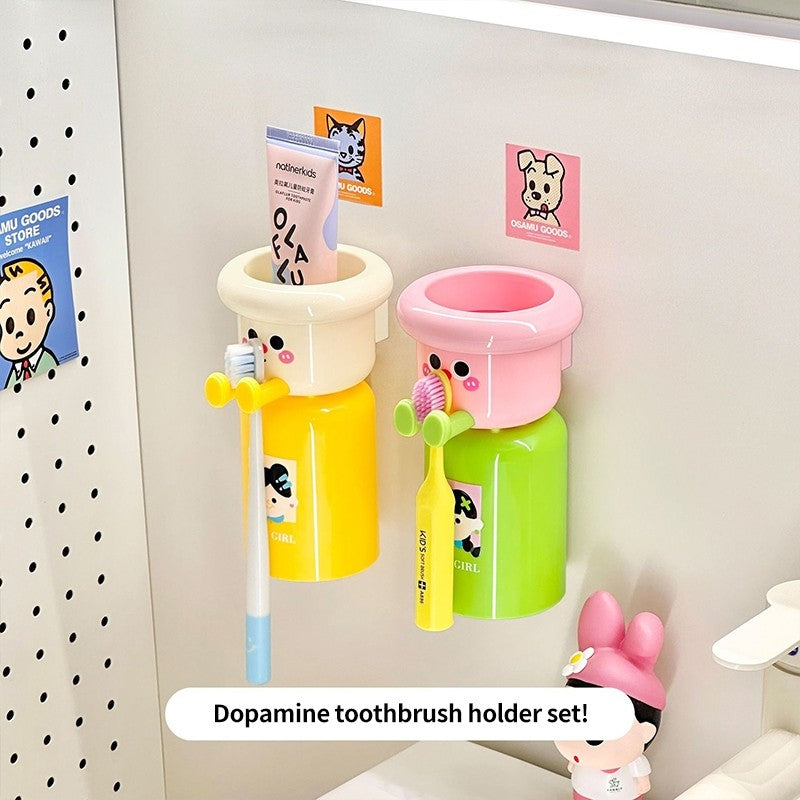 (HOME+) Magnetic Toothbrush Cup Holder Electric Toothbrush Holder with Rinsing Cup(No Drilling)