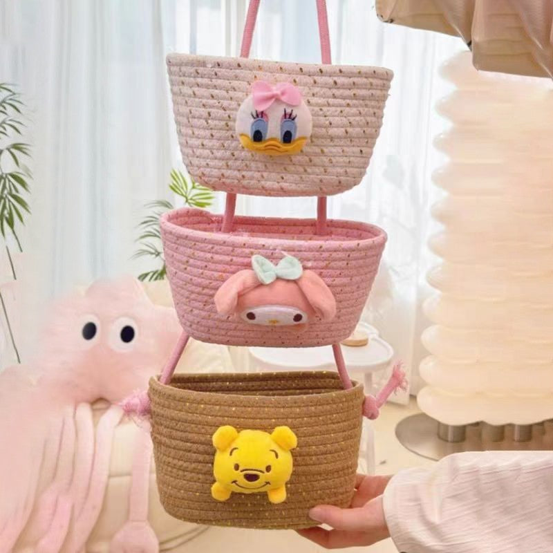 (HOME+) Three Layer Hanging Basket Cosmetics Storage Basket Home Wall Mounted Storage Basket