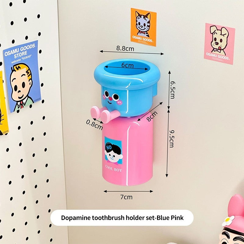 (HOME+) Magnetic Toothbrush Cup Holder Electric Toothbrush Holder with Rinsing Cup(No Drilling)