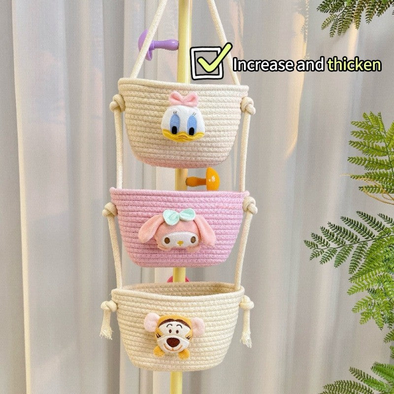 (HOME+) Three Layer Hanging Basket Cosmetics Storage Basket Home Wall Mounted Storage Basket