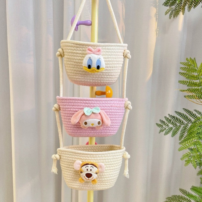 (HOME+) Three Layer Hanging Basket Cosmetics Storage Basket Home Wall Mounted Storage Basket