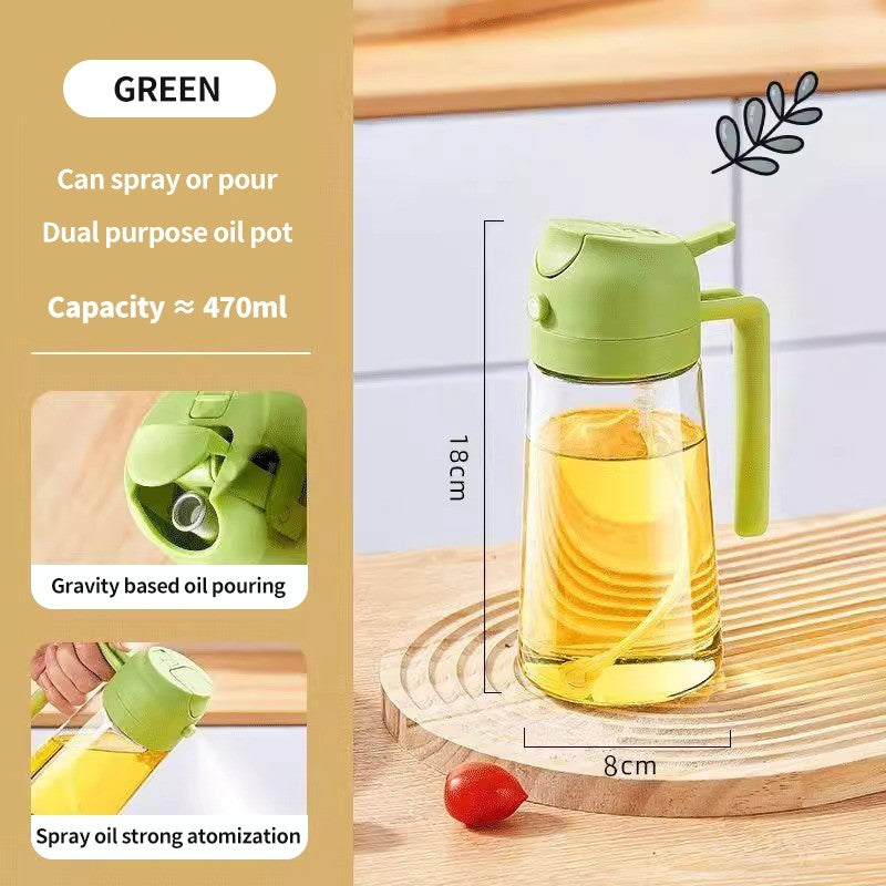 (HOME+) Multi Functional Oil Bottle Kitchen Spray Oil Bottle Household Glass Press Type Oil Spray Bottle