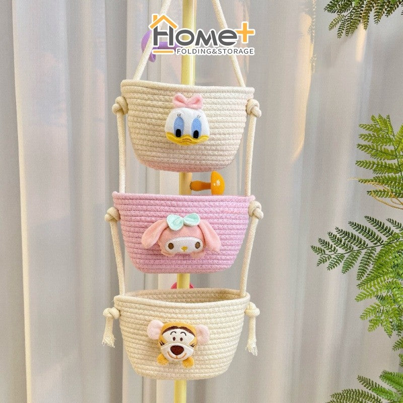 (HOME+) Three Layer Hanging Basket Cosmetics Storage Basket Home Wall Mounted Storage Basket