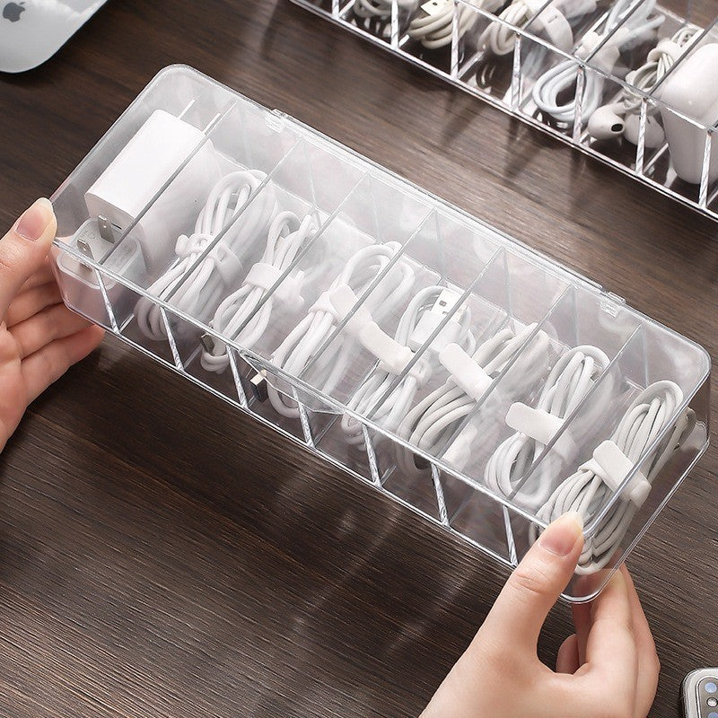 (HOME+) Data Cable Storage Box Dust-proof Storage Cable Box Phone Charging Cable Box