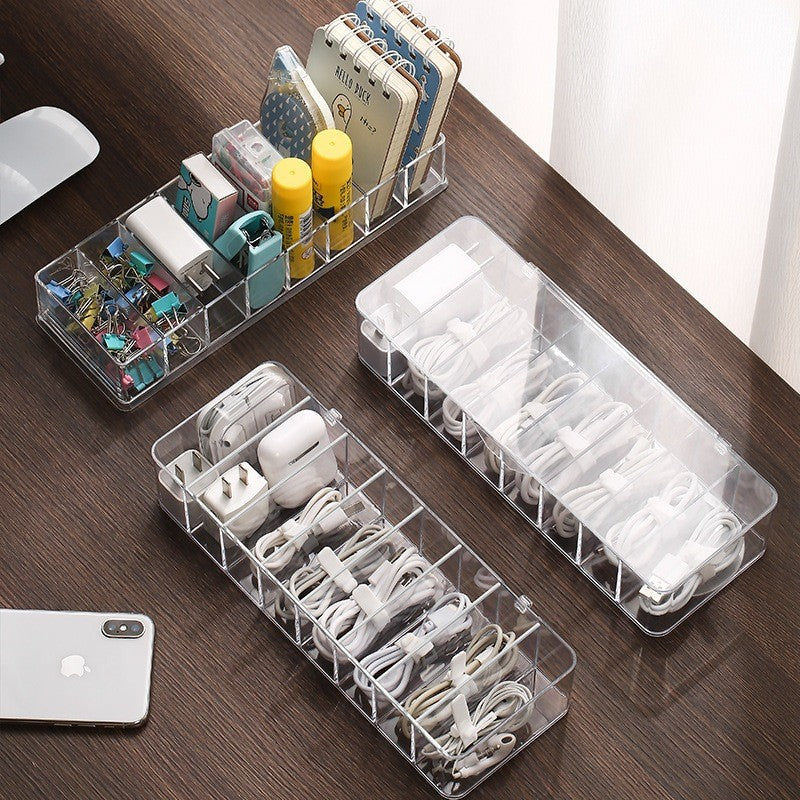 (HOME+) Data Cable Storage Box Dust-proof Storage Cable Box Phone Charging Cable Box