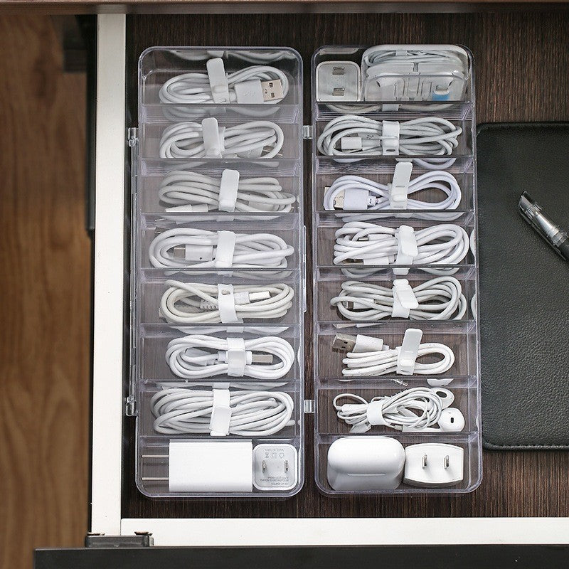 (HOME+) Data Cable Storage Box Dust-proof Storage Cable Box Phone Charging Cable Box