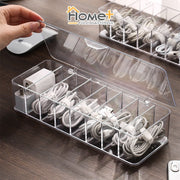 (HOME+) Data Cable Storage Box Dust-proof Storage Cable Box Phone Charging Cable Box