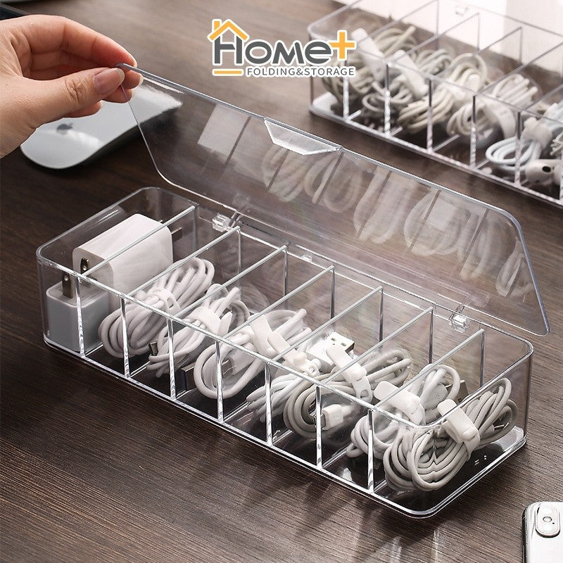 (HOME+) Data Cable Storage Box Dust-proof Storage Cable Box Phone Charging Cable Box
