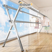 (HOME+) Folding Clothes Rack Floor Standing Indoor and Outdoor Clothes Drying Pole