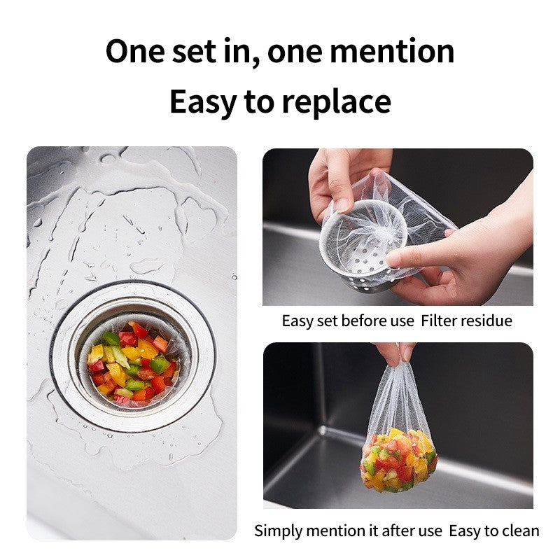 (HOME+) 100PCS Kitchen Sink Filter Disposable Vegetable Washing Basin Leakage Filter Bag