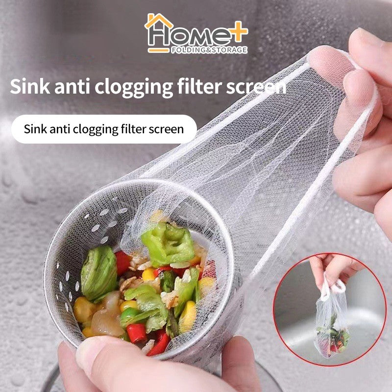 (HOME+) 100PCS Kitchen Sink Filter Disposable Vegetable Washing Basin Leakage Filter Bag