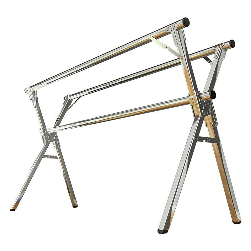 (HOME+) Folding Clothes Rack Floor Standing Indoor and Outdoor Clothes Drying Pole