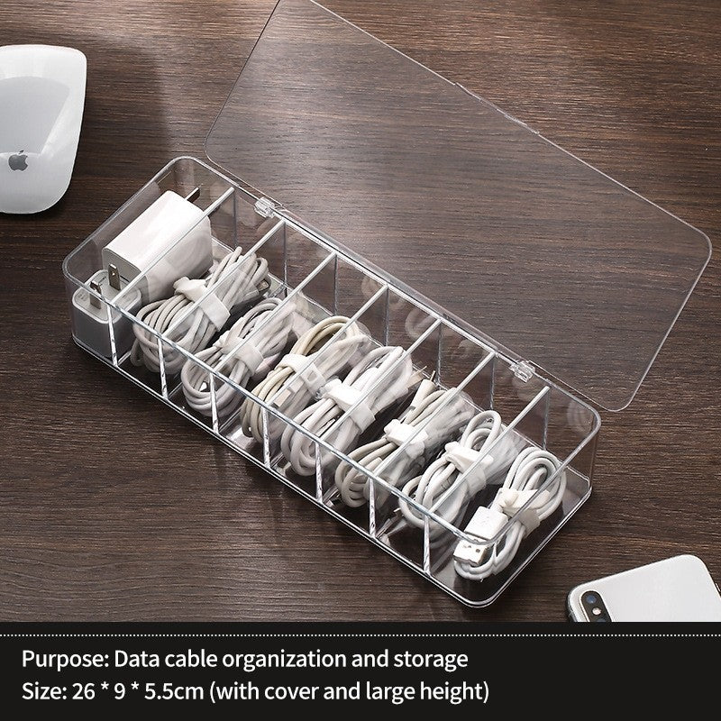 (HOME+) Data Cable Storage Box Dust-proof Storage Cable Box Phone Charging Cable Box