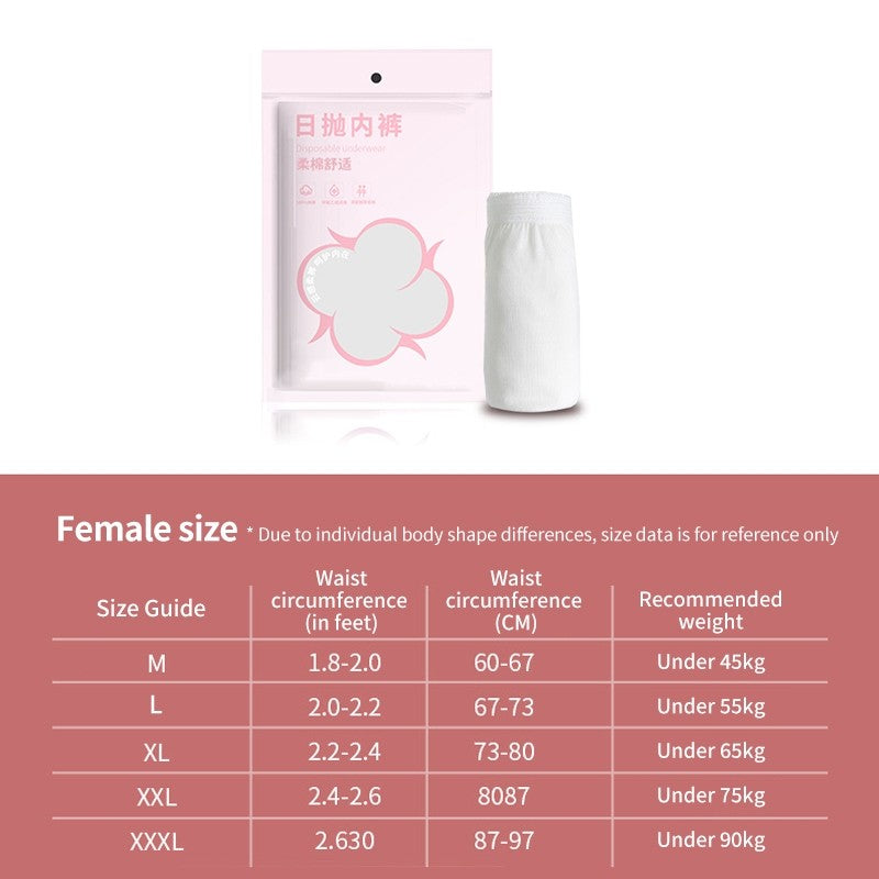 (HOME+) Disposable Cotton Underwear for Women Suitable for Business Trips and Travel